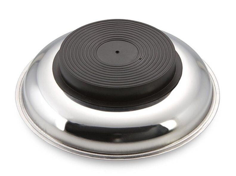 Okrągła miska magnetyczna o średnicy 150 mm ze stali nierdzewnej utrzymuje śruby, nakrętki, wkręty i części