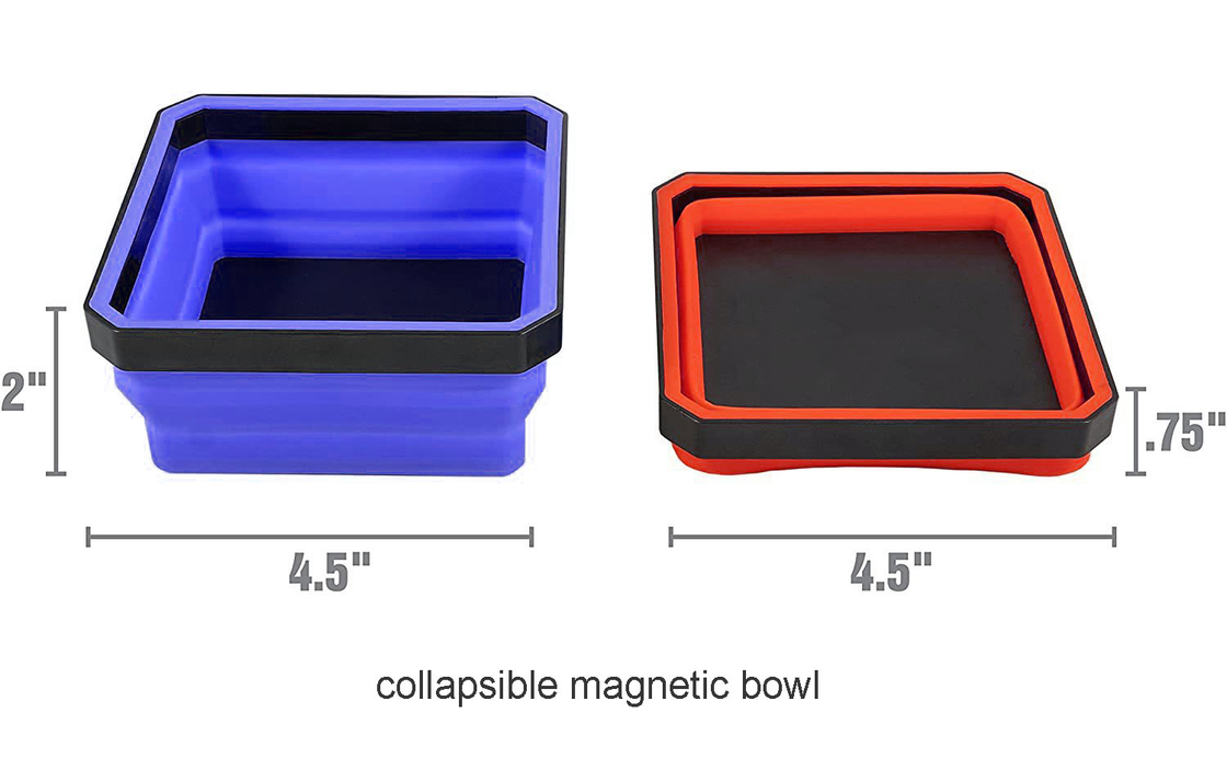 Składana miska magnetyczna z gumy silikonowej 120*120*50mm 4 kolory dostępne trzyma śruby, nakrętki, wkręty i części