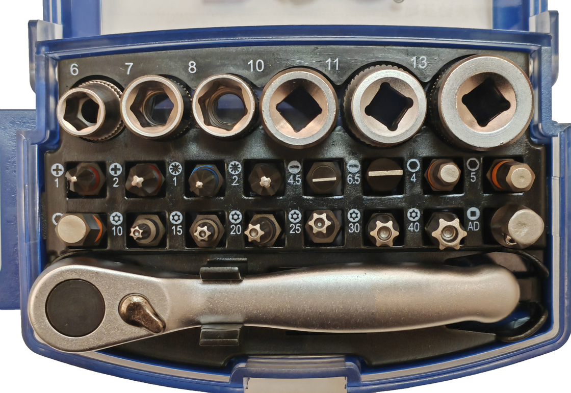 Śrubokręt i gniazdko i gniazdko zestaw 1/4&quot; napęd 25 sztuk S2/CR-V stali z zaciskiem paska obrotowego Mini klucz ratchet